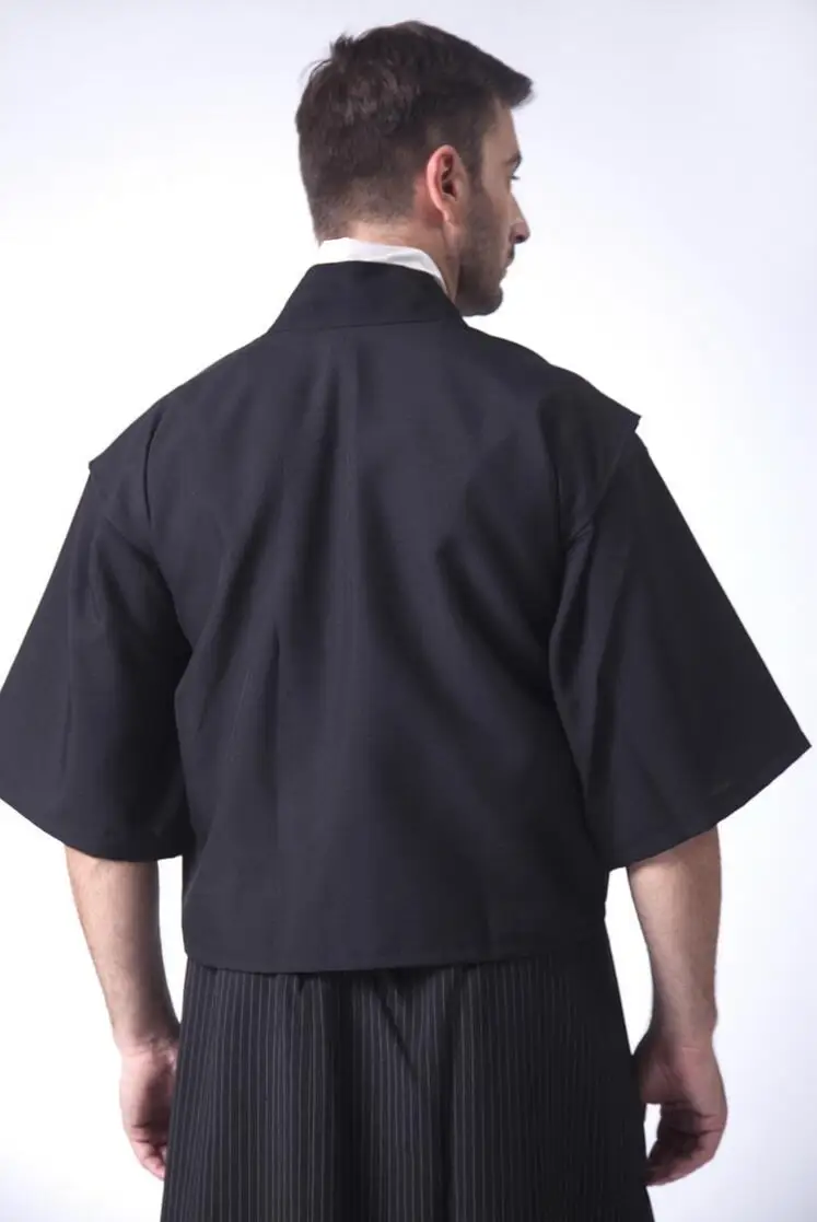 Японские кимоно самурайский костюм чай культуры одежды Азии одежда мужские белый черный с коротким рукавом
