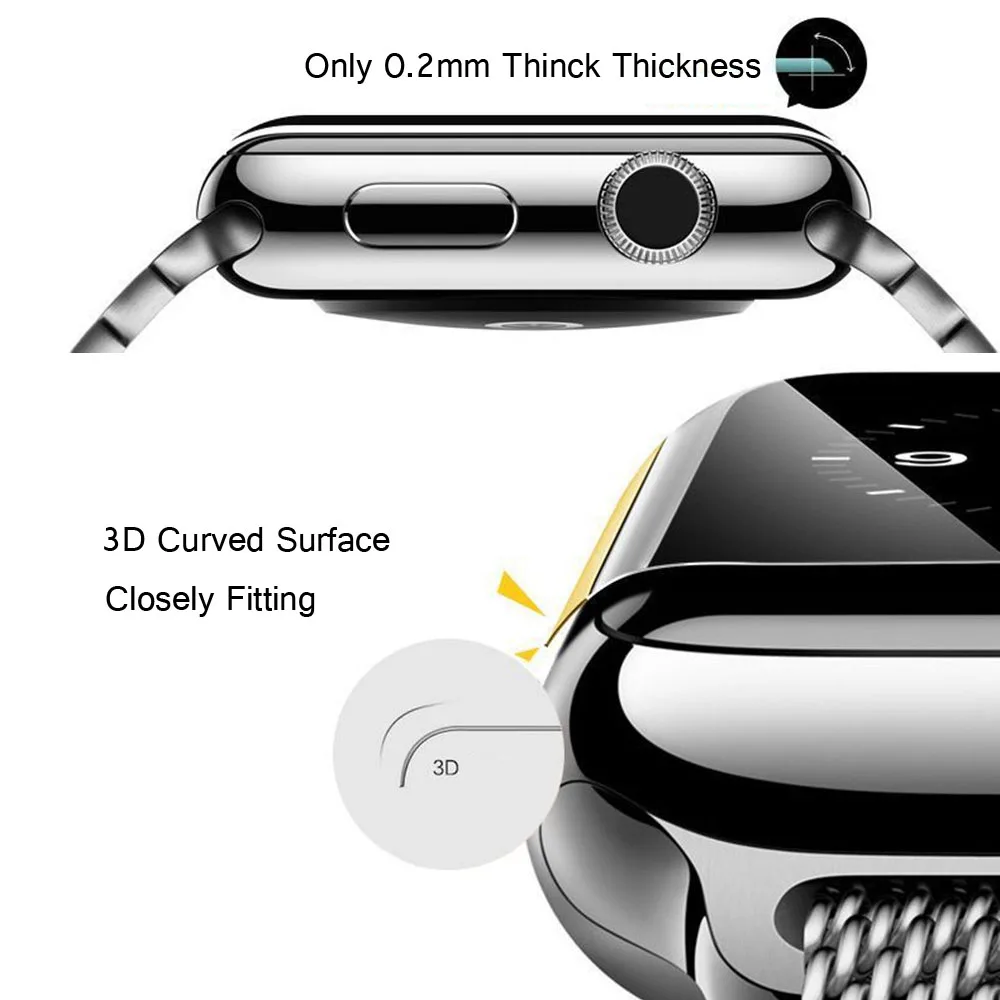 4D полное покрытие Мягкий край гелевая ЗАЩИТА Защитная стеклянная пленка для экрана 40 мм 44 мм для Apple Watch 42 мм 38 мм для iWatch серии 5 4 2 3