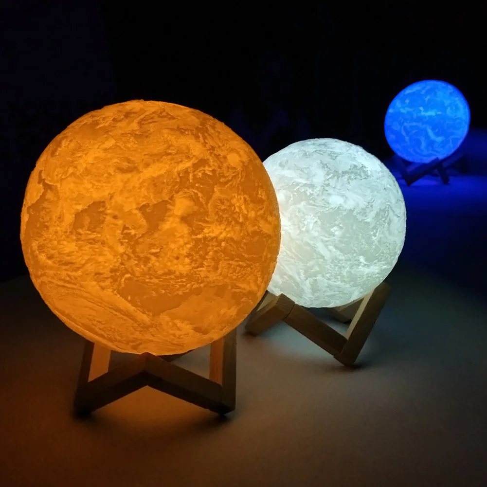  3D  Printing  Night Light Earth LED  Lamp  Rechargeable 