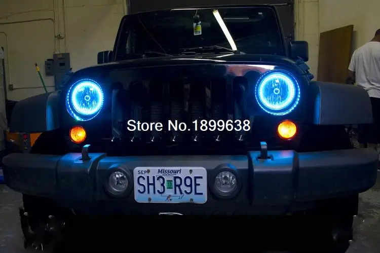 Для Jeep Liberty KJ 2000 2001-2007 светодиодный периметр фары кольца halo многоцветный RGB angel demon eyes