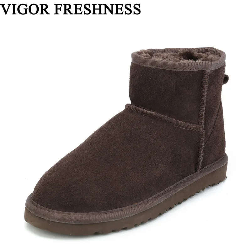 

VIGOR FRESHNESS Hot Sale Fashion Woman Boots Genuine Leather Shoes Women Snow Boots Winter Ankle Boots Warm Shoes Plush SN39