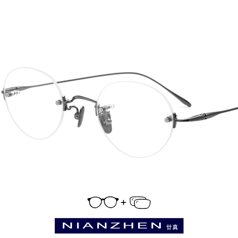 

B Titanium Rimless Prescription Glasses Frame Women Eyeglasses Myopia Optical Frames Men 2019 High Quality Vintage Round Eyewear
