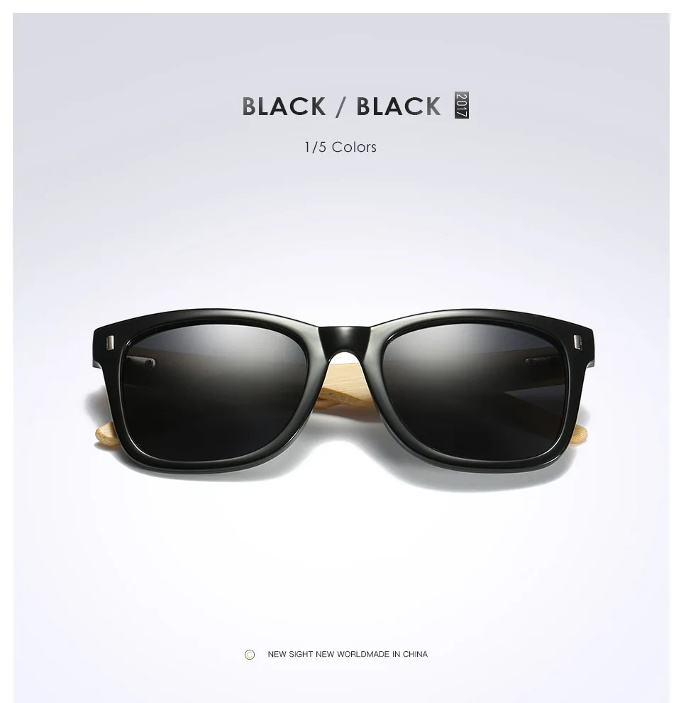 Наглазники Ретро бамбуковые деревянные солнцезащитные очки поляризационные мужские и женские брендовые дизайнерские очки черепаховое коричневое зеркальное покрытие очки - Цвет линз: Bright Black
