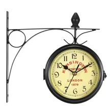 Винтажные декоративные двухсторонние металлические настенные часы в античном стиле настенные часы настенные Подвесные часы металлическая рамка для Рождества