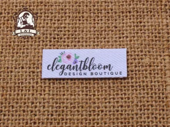 

98 Custom labels/Ironing, Clothing label, Organic Cotton Label, Flower (TB072)