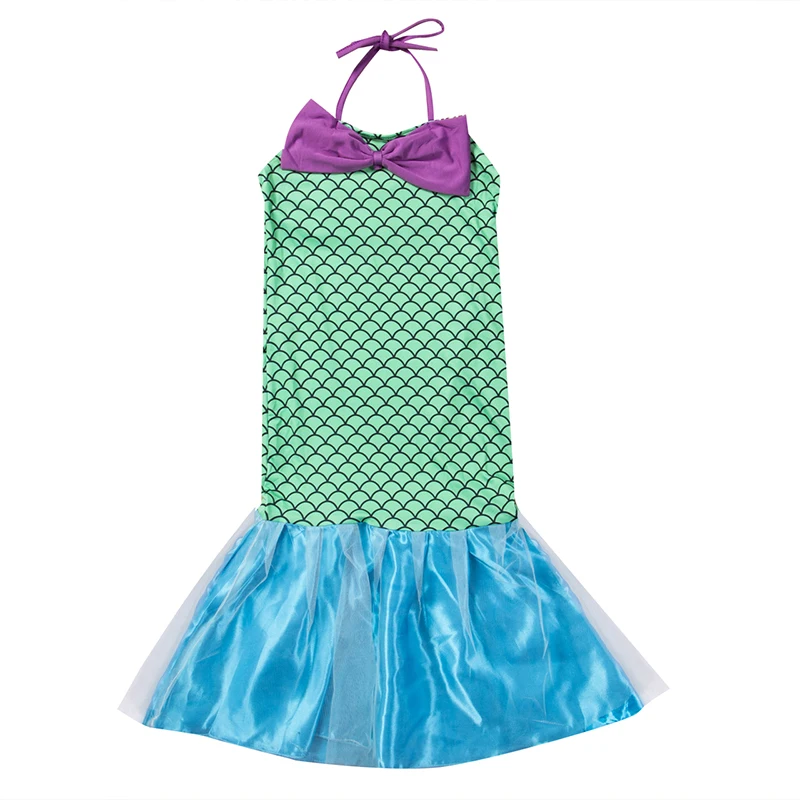

Kids Ariel Little Mermaid Girl Sleeveless Bow Princess Dress Party Cosplay Costume 3-12T