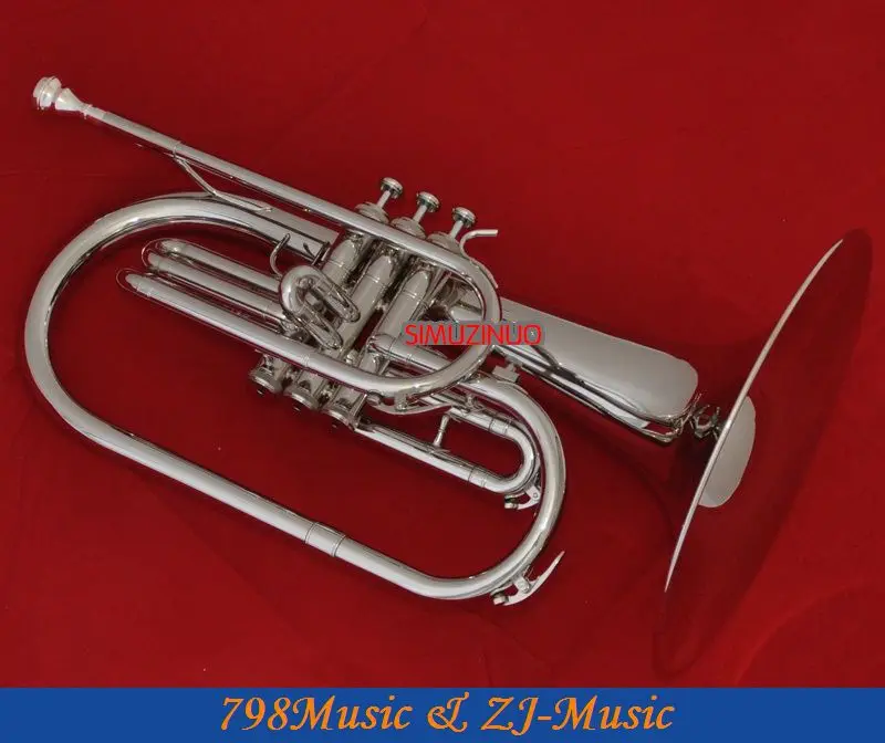 Professional Silver Nickel Marching Mellophone F Tone Horn With Case