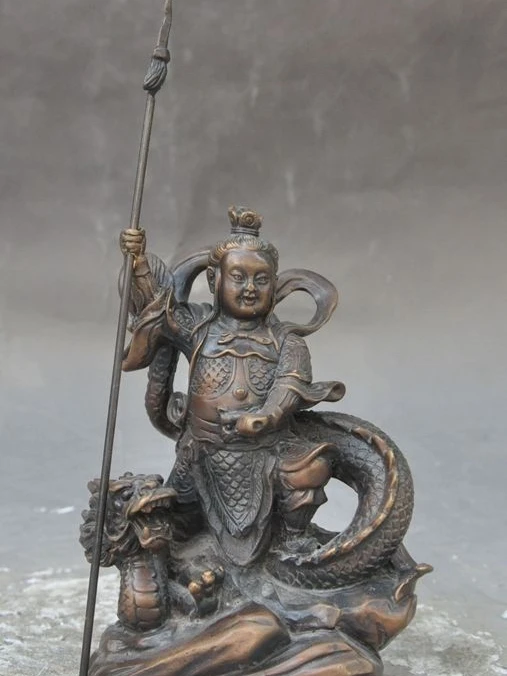 

China Bronze Myth dragon Marshal generals Great Immortal God Third Prince statue
