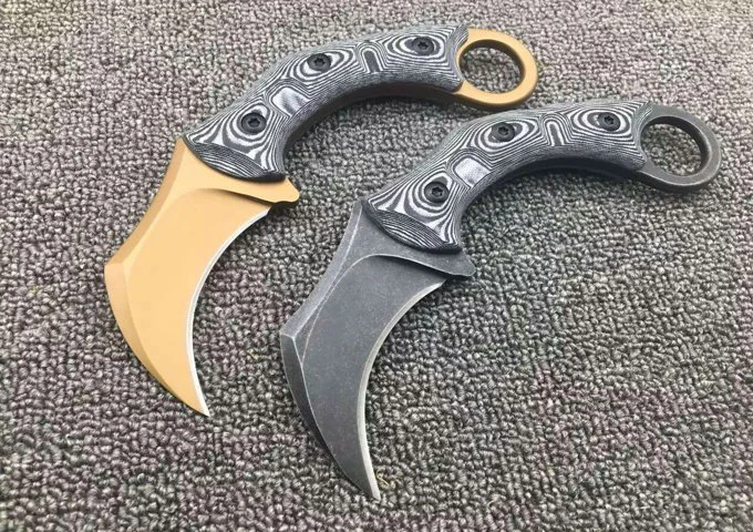 

2 Options! Karambit Tactical Small Fixed Knives,D2 Blade G10 Handle Camping Survival Knife,Outdoor Tools Hunting Knife.
