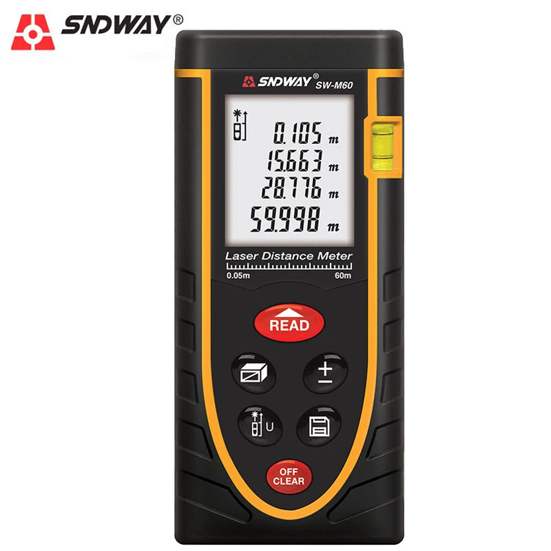 

SNDWAY 60 Meters Laser Rangefinder LCD Display Distance Meter Laser infrared Tape Measure Range Finder Diastimeter Tester