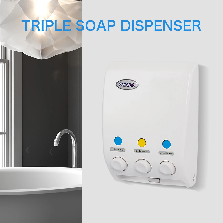 400ml*3 Big Capacity Triple Soap Dispenser Wall Hanging Liquid Soap