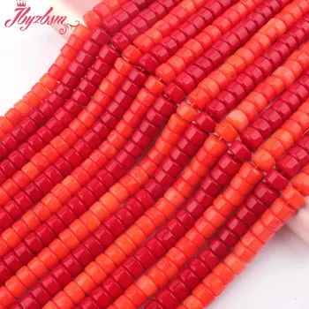 

4x6mm Smooth Button Shape Coral Beads Natural Stone Beads For DIY Necklace Bracelets Eaaring Jewelry Making 15" Free Shipping