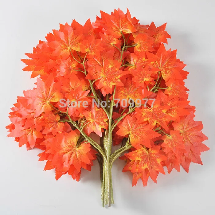 

Wholesale 12pcs Red Maple Leaf Artificial Tree Leaves Branch For Wedding Home Office Decoration