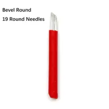 50 шт. Перманентный макияж бровей татуировки 19 скругленые иглы игла для микроблейдинга 3D бровей вышивка 19 туман круглая игла красный