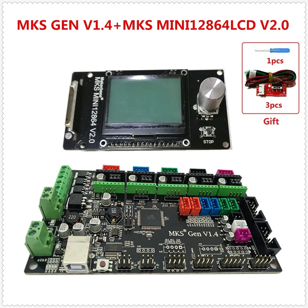

MKS GEN V1.4 integrated mother board +MKS MINI12864LCD panel DIY beginer kit ramps1.4 mega2560 all in ones mainboard Kossel kits