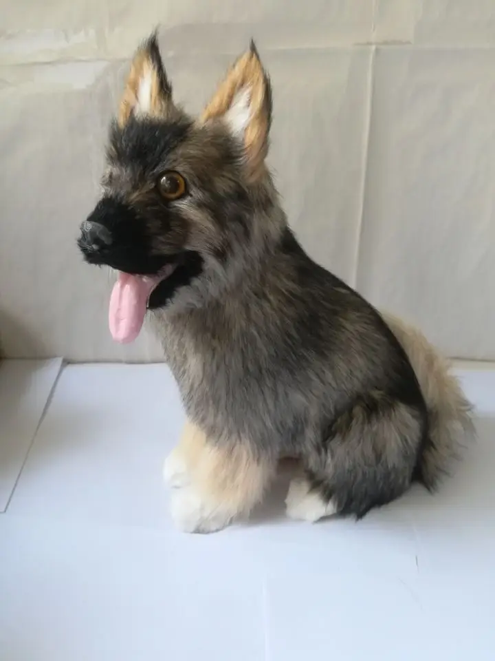 

simulation squatting wolfhound large 23x28cm hard model polyethylene&furs shepherd prop,home decoration gift s2653