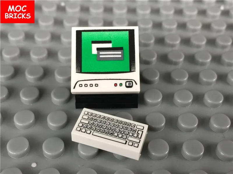 Кубики MOC Tile 2x2 компьютерный монитор шаблон и плитка 1x2 клавиатура подходит для