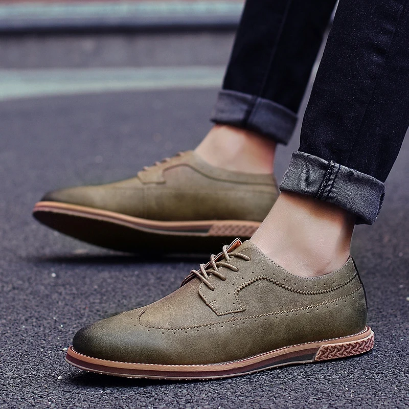 fashion suede leather men shoes elegant male footwear italian office leisure moccasins dress classic brogue oxford shoes for men (56)