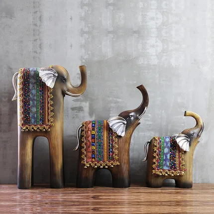 Resin Elegant Abstract Elephant Sculpture Large Lucky Thai Feng Shui Resin Elegant Abstract Elephant Sculpture Large Lucky Thai Feng Shui Imitation Wood Figurines Ornaments Home