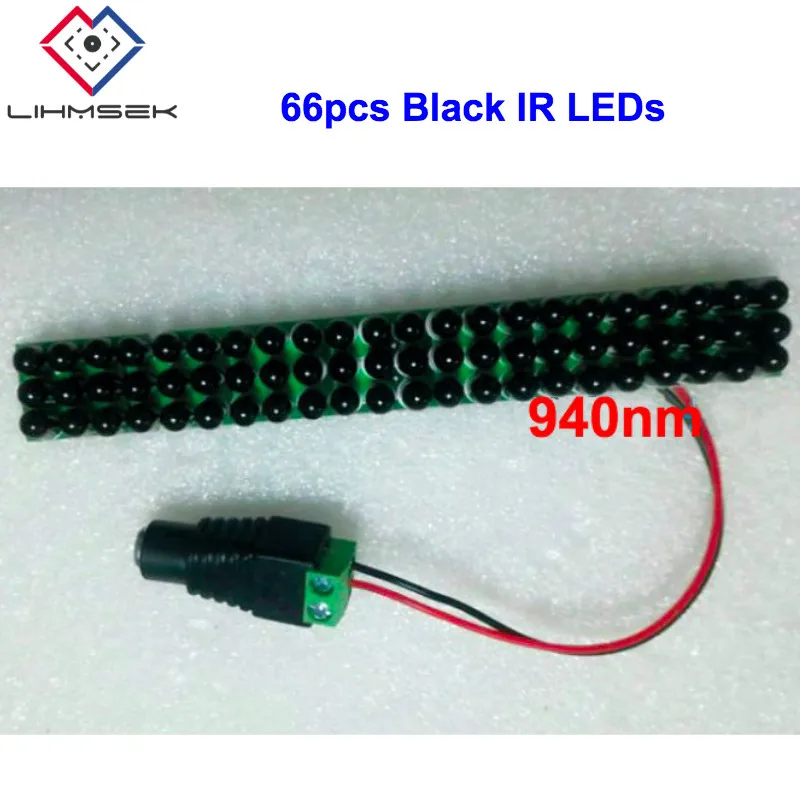 

Lihmsek 940nm Infrared IR LED Board with F5mm 66pcs Black IR LEDs CCTV Illuminator accessories 60 degree Invisible at night