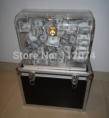 Crystal Money Chest,empty box appearing money - magic Trick, box magic,props,comedy,mental magic