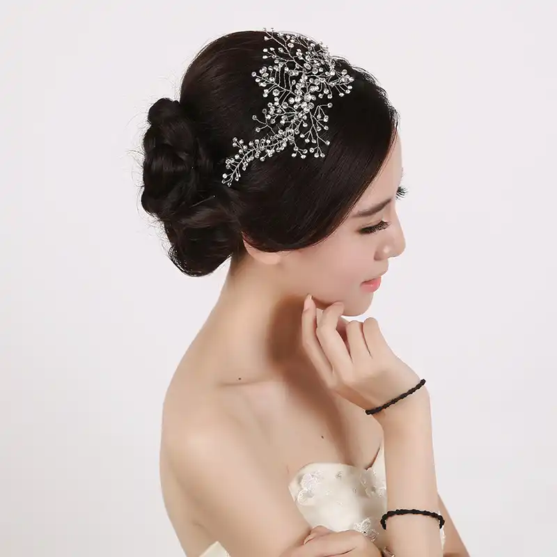 Slbridal Western Styles Wired Crystals Black Wedding Tiara Bridal