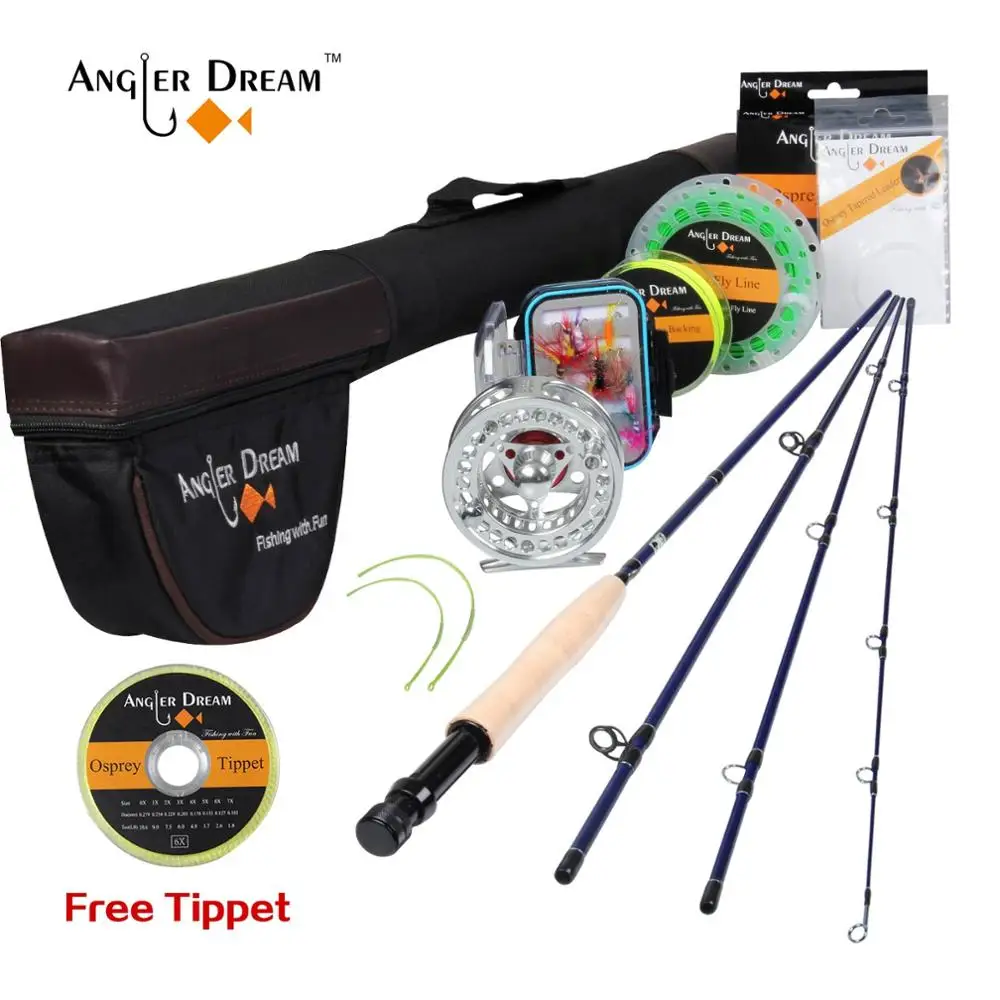 Angler Dream Classic 3/4# Fly Rod Fly Reel катушка спиннинга линия приманка коробка сумка подложка линия палантин набор Удочка комбо - Цвет: SILVER FRUIT