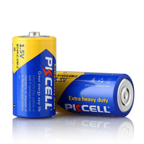 10X PKCELL R14, UM2, MN1400 1.5V ZINC CARBON R14P UM2 Batteria C