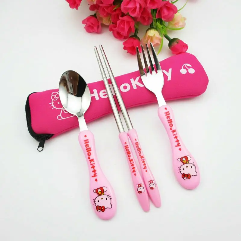 Fashion Tableware Cutlery Cookware Cartoon Hello Kitty or Gifts Stainless Steel Tableware Dinnerwear Sets