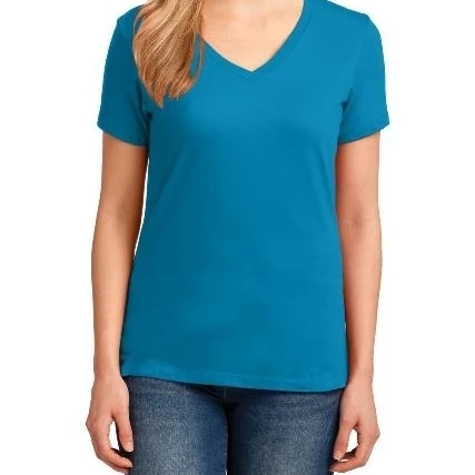 Port & Company LPC54V Ladies Core Cotton V-Neck Tees Neon Blue - 4XL (1)