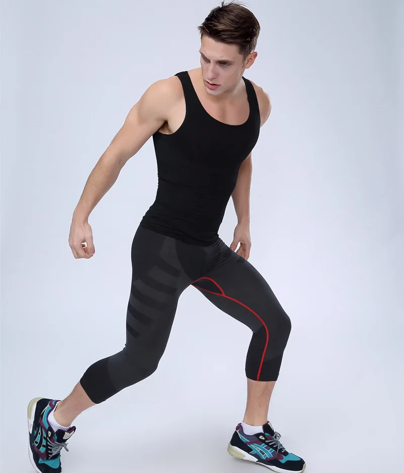 2015 new sport compression tights for Men's polyester spandex body