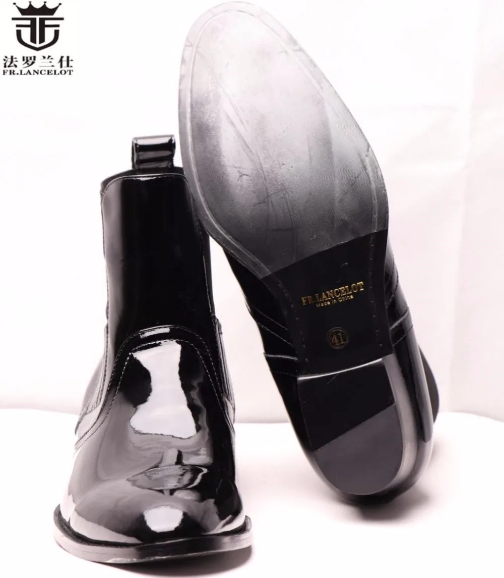 FR. LANCELOT/ Новое поступление; стильные мужские черные короткие ботинки; модные трендовые ботинки «Челси» на молнии; мужские ботинки из натуральной кожи с острым носком