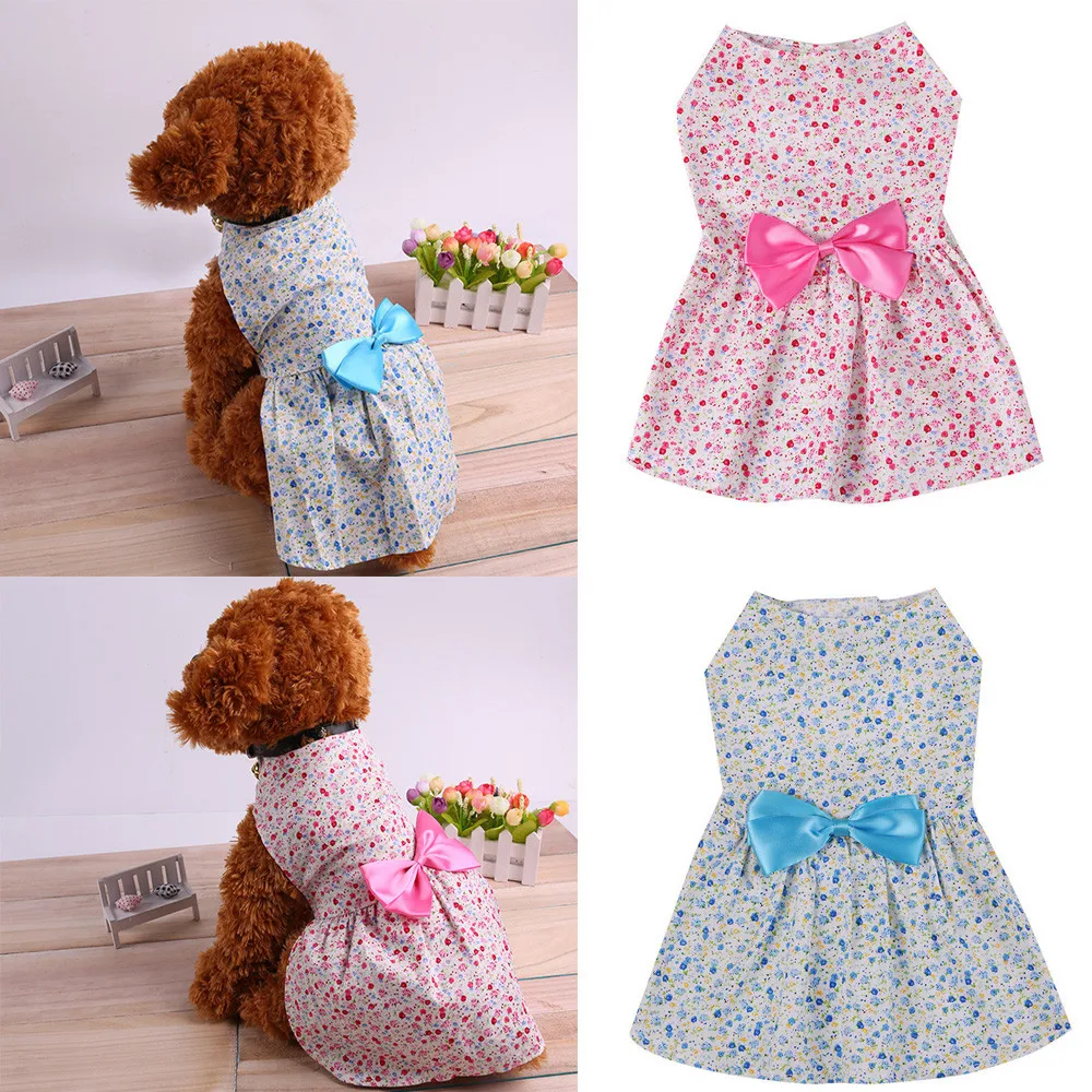 

Summer Dog Clothes Floral Paste Dress Pet For Small Dogs Party Princess Pet Apparel Blouse Petit Chien