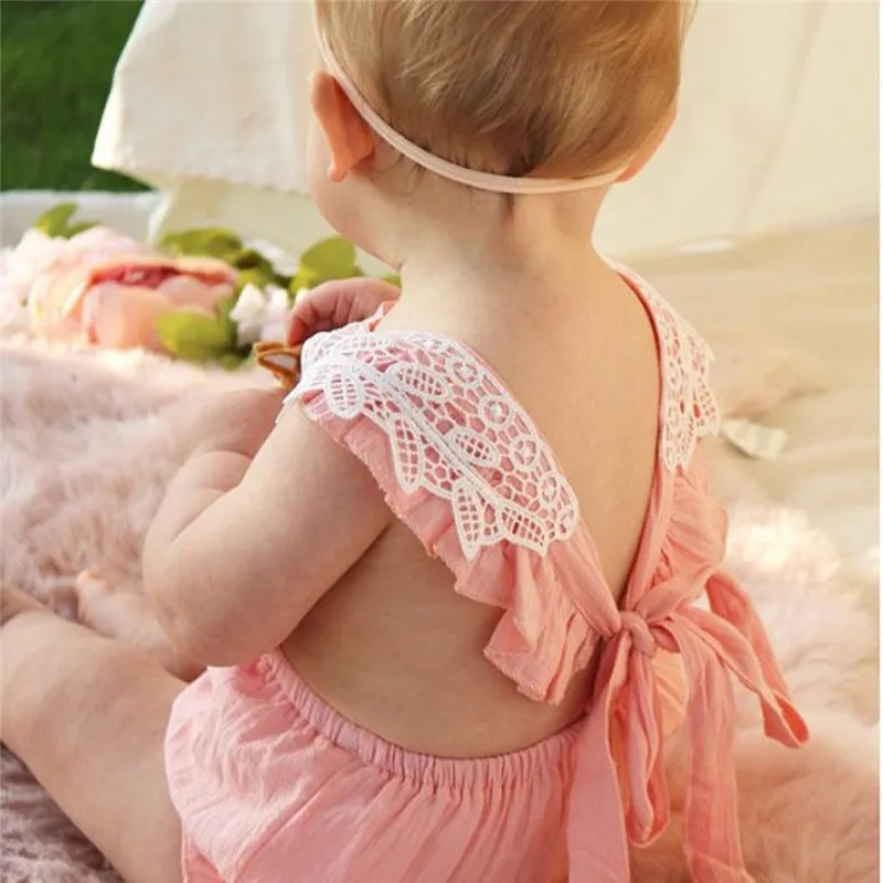 Хлопковая одежда без рукавов для малышей Кружевное боди с цветочным принтом для девочек летняя одежда для новорожденных боди для девочек Bodi Bebe Day Fury Прямая поставка 2