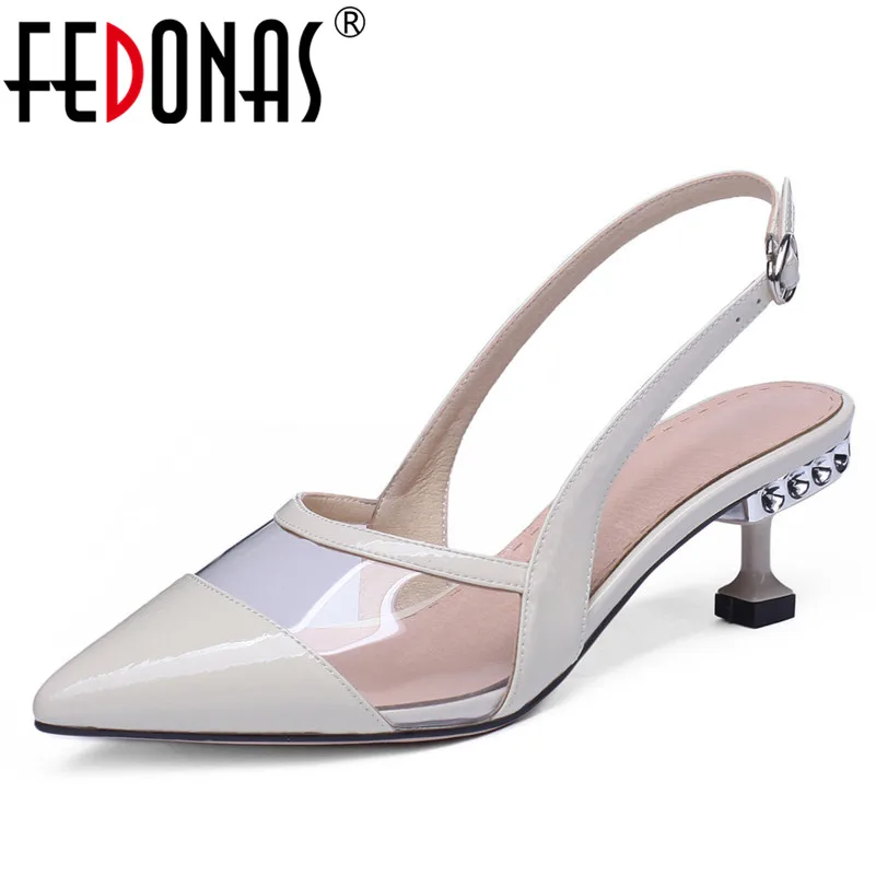 

FEDONAS Fashion Elegant Pointed Toe High Heels Women Sandals 2019 New Arrival Concise Party Wedding Shoes Summer Shoes Woman