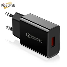 KISSCASE Быстрая зарядка 3,0 Быстрая зарядка для мобильных телефонов с европейской вилкой настенное зарядное устройство USB адаптер для iPhone samsung Galaxy S10 HUAWEI Xiaomi