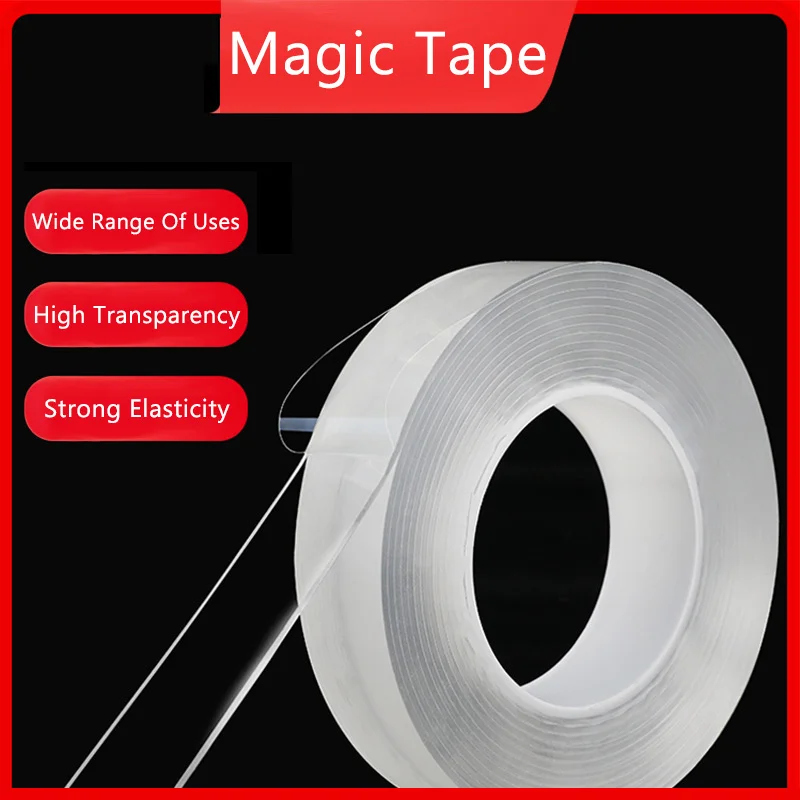 

new Home Improvement Double Sided Tape Nano Transparent No Trace Acrylic Magic Tape Reuse Waterproof 3m Adhesive Tape Cleanable