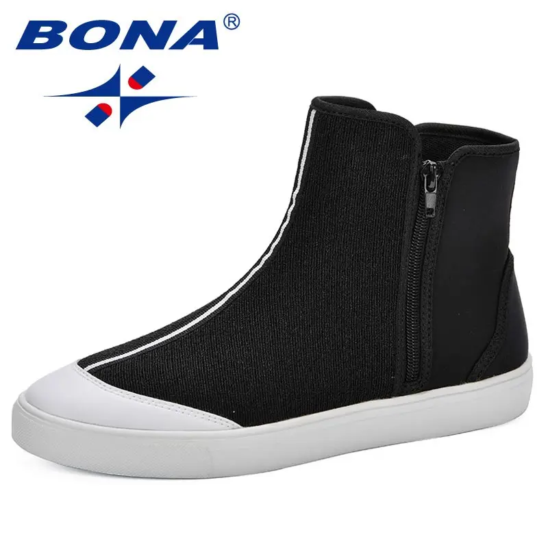 BONA/Удобная Тканевая обувь; сезон весна-осень; светильник; дышащая повседневная обувь; модная Уличная обувь; Sapatos Masculinos; модные носки; ботинки - Цвет: BLACK