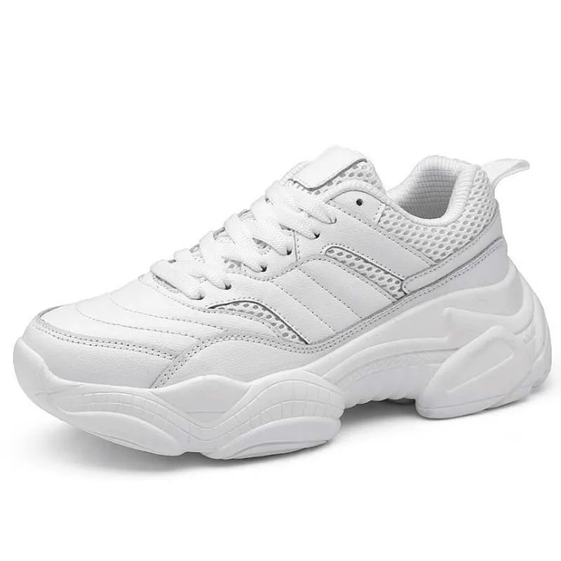 VTOTA/женские кроссовки; коллекция года; модная повседневная обувь; трендовая женская обувь на платформе; весенняя женская обувь на шнуровке, увеличивающая рост; обувь - Цвет: Белый