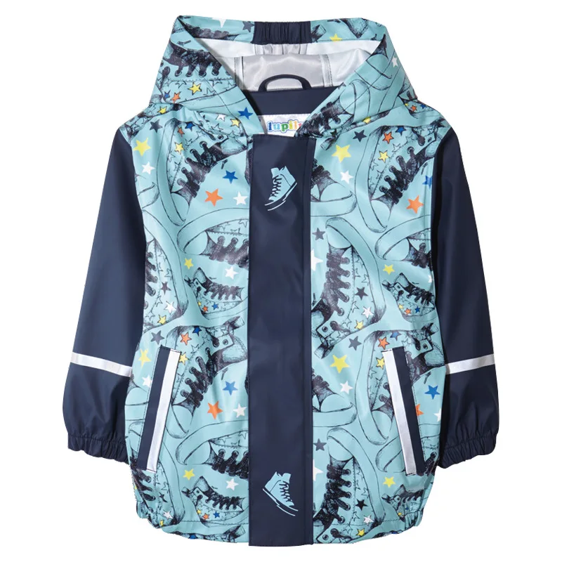 Весенняя детская верхняя одежда плащ-дождевик для мальчиков из искусственной кожи Водонепроницаемый ветрозащитный дышащий куртки пальто для девочек - Цвет: light blue
