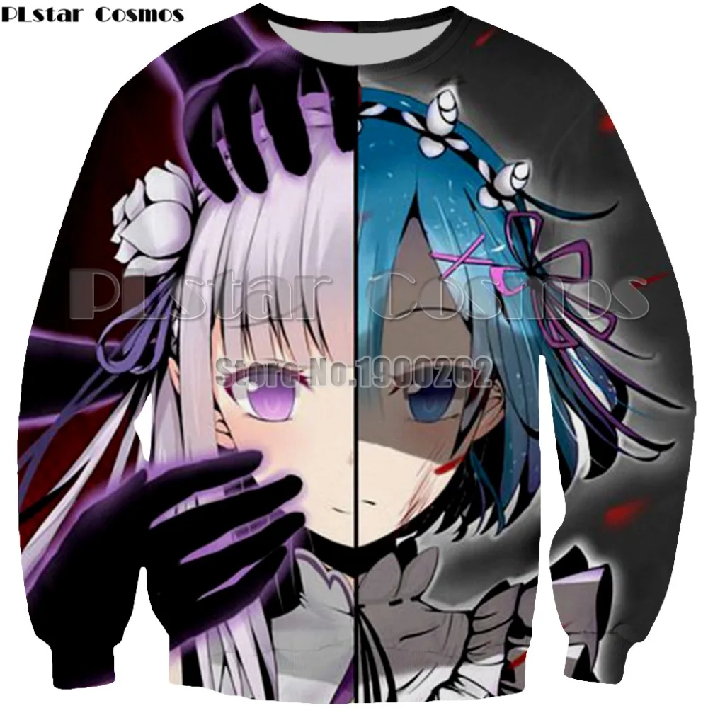 

PLstar Cosmos Brand Anime Emilia and Rem anime 3D Print /Hoodie/Sweatshirt Tee Tops Plus size XS-7XL