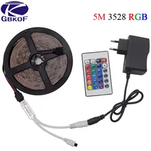 5M/roll 3528 LED Strip light Flexible Ribbon RGB Strip Waterproof Indoor Decorative led light led tape set with power adapter