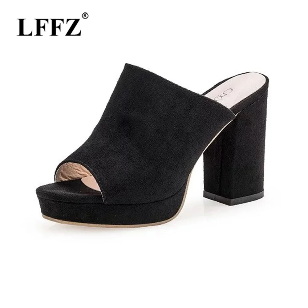 

Lzzf 2018 Summer Fashion Chunky High Heels Sandals Shoes Woman Open Toe Peep Slip on Women shoes Tenis Ladies Sandalias Feminina