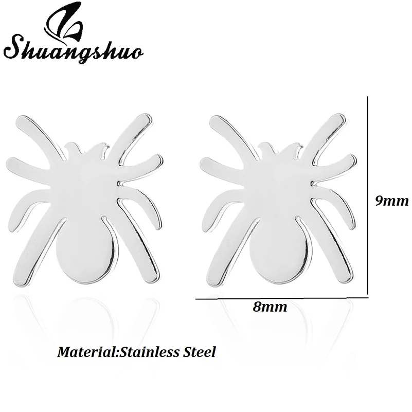 Shuangshuo Панк Черный Паук серьги из нержавеющей стали Хэллоуин 3D серьги-гвоздики с животными европейские гвоздики винтажные модные ювелирные изделия