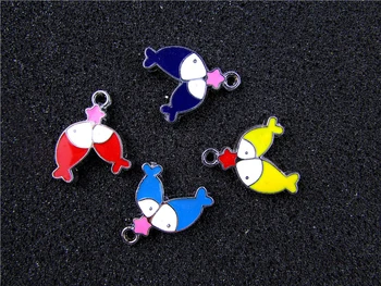

AE772 Mix Color 20Pcs Alloy Metal Enamel Pisces Charms Pendant 20x18mm