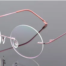 Eyesilove новые женские очки из титанового сплава без оправы для близорукости круглые линзы Близорукие Очки очки по рецепту-0,50-6,00