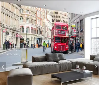 

Vintage City Double Red Bus View Wallpapers Mural Bedroom Wall Decor 3d Wallpaper Home Improvement Wall Murals Canvas Wall Paper