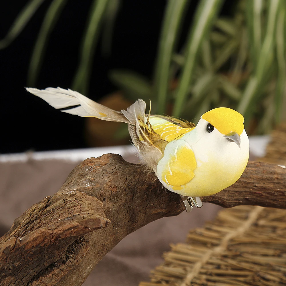 12pcs Artificial Simulation Bird Mini Parrot Bird Props Handcrafted Ultra Lightweight Parrot for Home Bedroom Fairy GardenDecor