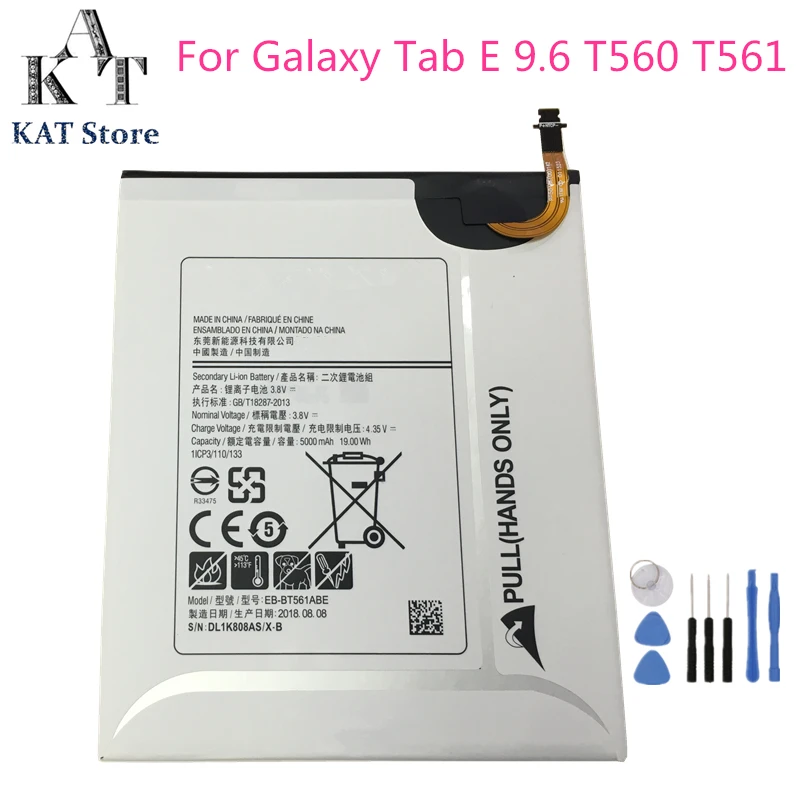 Планшетный аккумулятор для samsung GALAXY Tab E 9,6 T560 T561 5000mAh батареи EB-BT561ABE перезаряжаемый аккумулятор