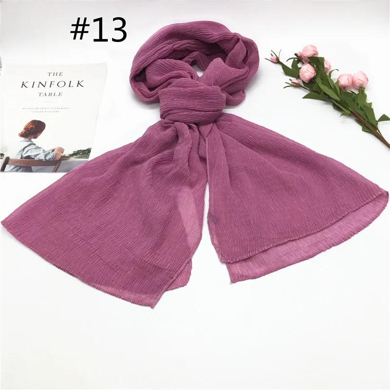 2018 новый модный шарф для женщин, длинные складчатые шарфы мусульманские платки хиджаб 18 цветов, бесплатная доставка